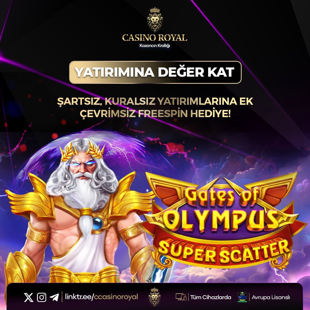🔔 GÜNE ÖZEL EKSTRA FREESPIN AKTİF ! 

🎰150 EK FREESPIN ŞART YOK - KURAL YOK - ÇEVRİM YOK  

1- Freespinler yalnızca Gates of Olympus Super Scatter oyununda geçerlidir.

2- Olası kayıplarınızda, ayrıca kayıp bonusu talebinde bulunabilirsiniz.

👑 t2m.io/casinoroyal