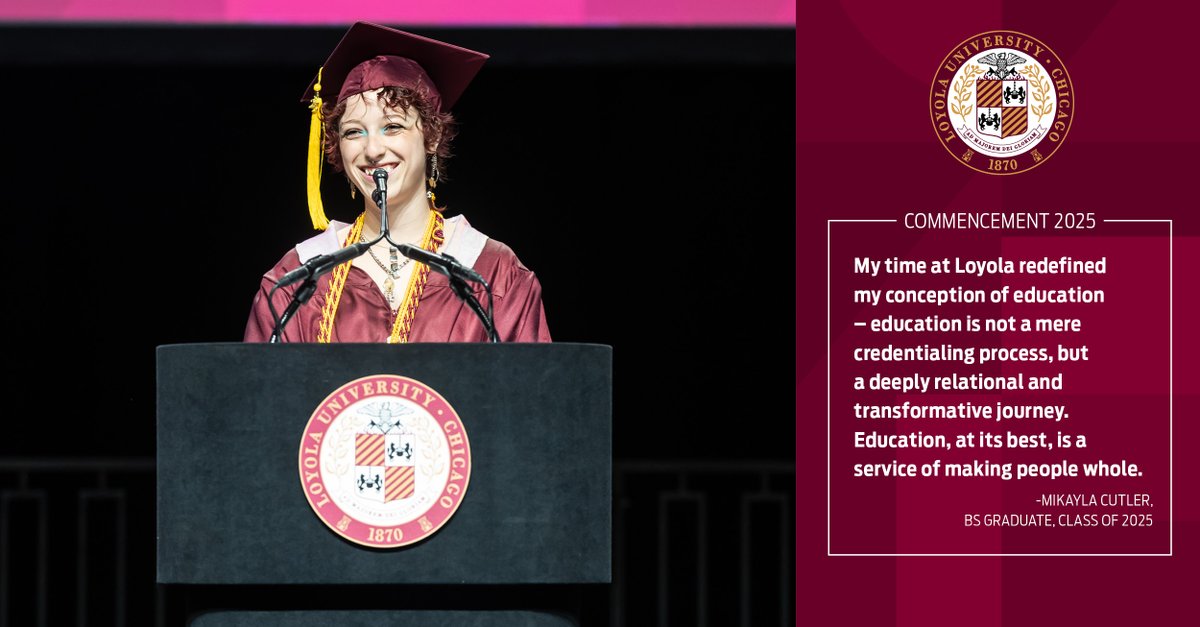 For Mika Cutler (BS '25, Cognitive &amp; Behavioral Neuroscience) Loyola's education was truly transformational– one of healing, growth, and discovery. 

Graduates of 2025, continue to carry forward the lessons that shaped you and let them guide you toward new opportunities. 🎓💛