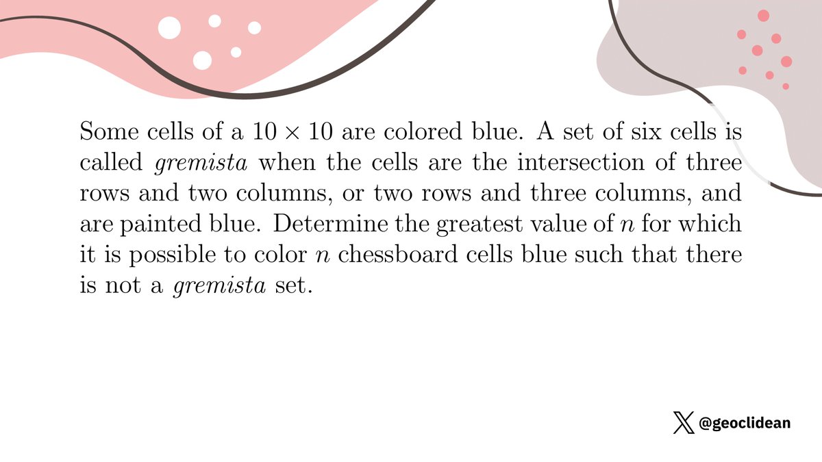 geoclidean's tweet image. Blue chessboard
#Combinatorics #Chessboard