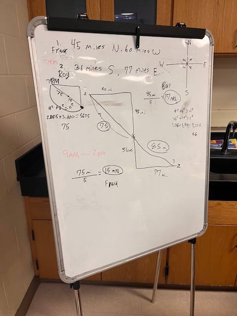 MrsCookMSMath's tweet image. Here my Ss worked on "Scary Reunion" a task that requires them to use the Pythagorean theorem, calculate speed, and make predictions. They did great! 🦈🦈