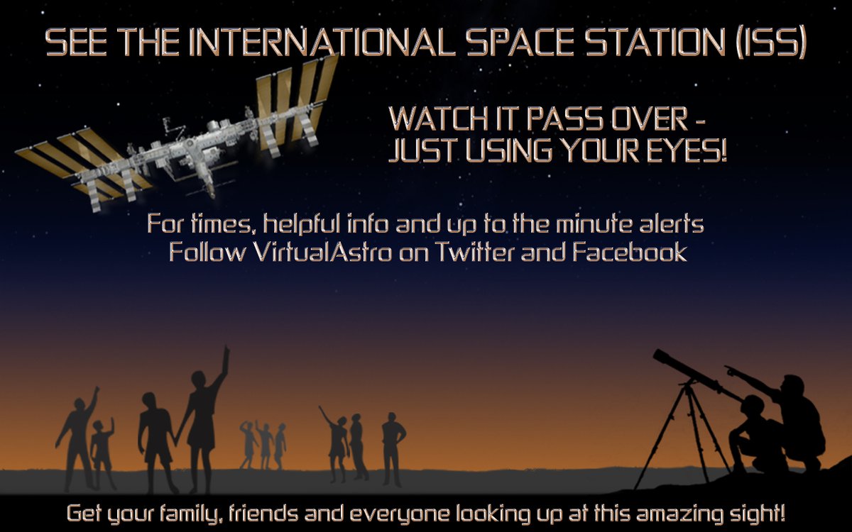 UK International Space Station- ISS Pass alerts start tonight. Follow <a href="/Virtualastro/">VirtualAstro</a> for alerts and visit buff.ly/GjJY1JG for times and info.