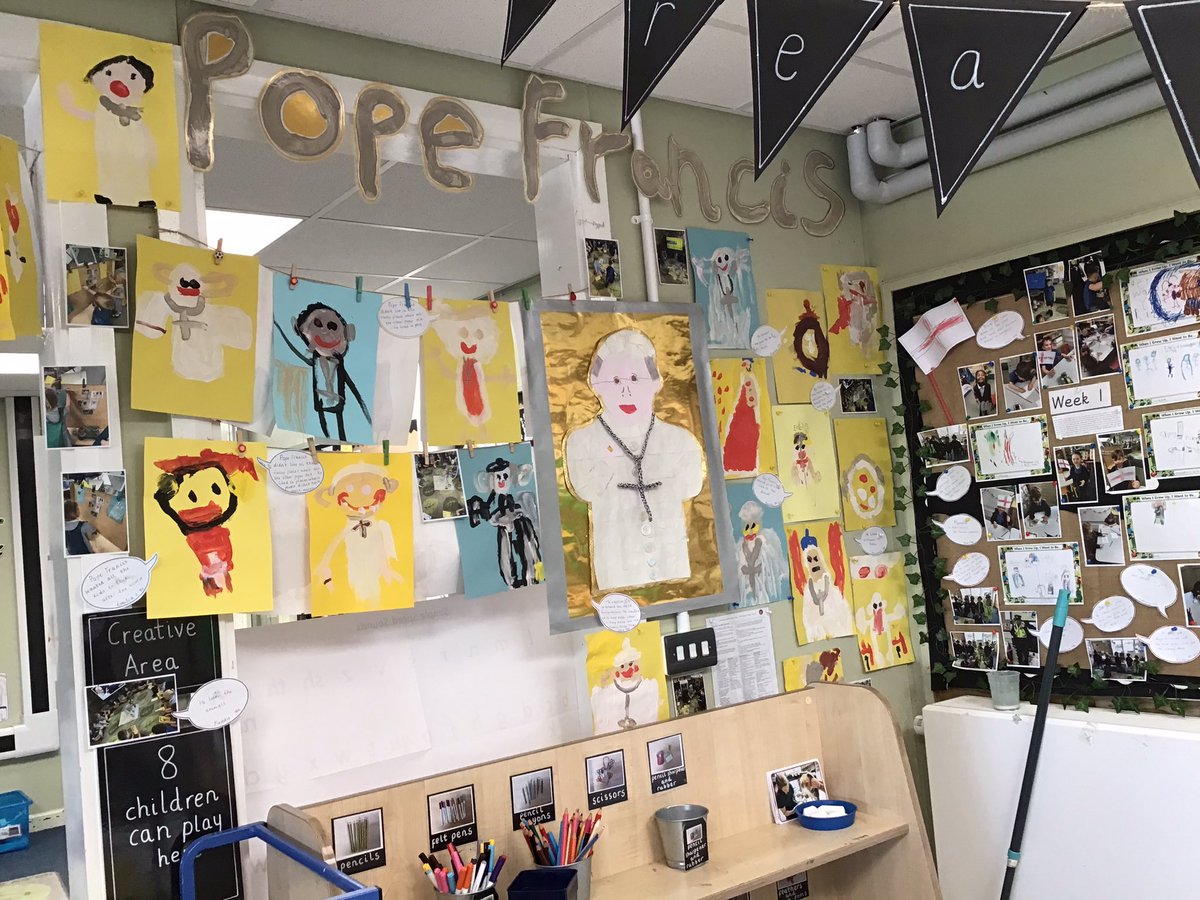 Just a few snaps of our beautiful, thoughtful work that we have completed over the last two weeks for Pope Francis. Today we gathered together during Collective Worship to say ‘thank you’ to Pope Francis &amp; to pray for our new Pope Leo ✝️
#LoveLearnLive
#STMRE
<a href="/MissMcBrideSTM/">Miss McBride</a>