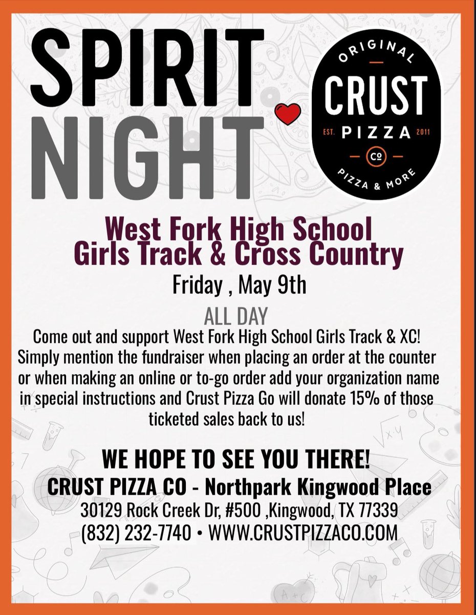 It’s lunchtime! ⏰🍕 order from Crust Pizza and support our Gator XC/Track program!