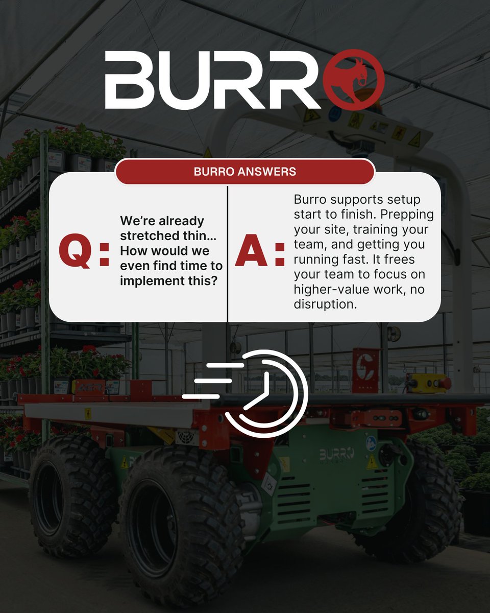 You ask, we answer 😎

At Burro, we hear your concerns and we’ve built real solutions to meet them.
Ready to see how autonomy can actually work for you? 🌱🦾

#burro #agtech #workforce #nursery