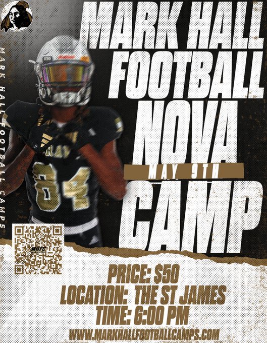 NOVA!!!  Still time to sign up! See you tonight! 

Markhallfootballcamps.com