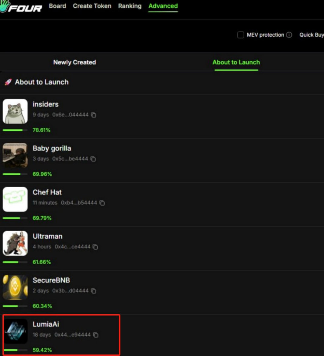 $Lumia

这两天BSC的AI都在拉盘，看到项目方13K回购了就埋伏了点，主要是做的这个东西b链还刚好有用，你们自己看吧有赌的风险，市值16K

0x4466f4e0bf3441b2351a04f08402c45dd1e94444