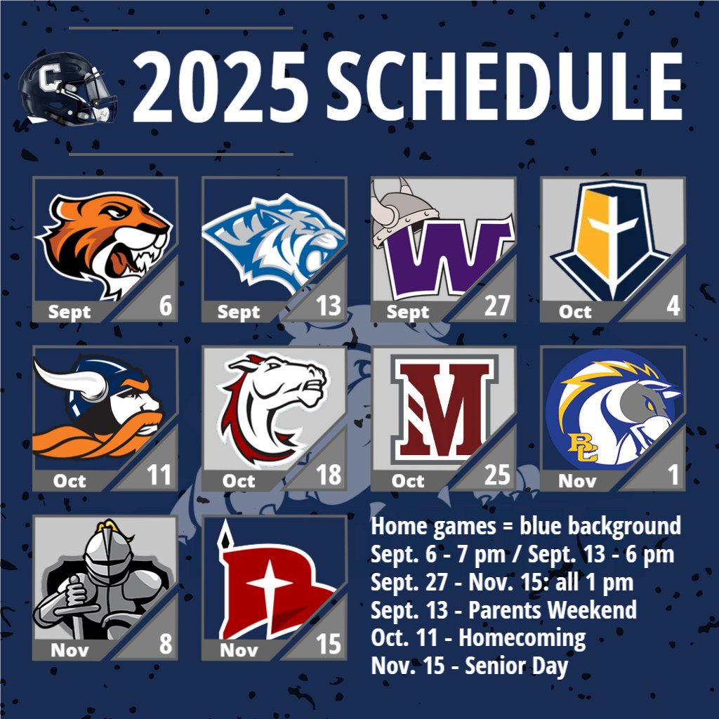 Concordia Bulldogs (@cunebulldogs) on Twitter photo 🏈 | ✍️ those calendars! The 2025 <a href="/CUNEFootball/">CUNE Football</a> season kicks off in 120 days! Coach Daberkow's squad will open the new campaign by hosting Doane underneath the Bulldog Stadium lights.
2025 SCHEDULE RELEASE ➡️ cune.edu/athletics/team… 🏈 | ✍️ those calendars! The 2025 <a href="/CUNEFootball/">CUNE Football</a> season kicks off in 120 days! Coach Daberkow's squad will open the new campaign by hosting Doane underneath the Bulldog Stadium lights.
2025 SCHEDULE RELEASE ➡️ cune.edu/athletics/team…