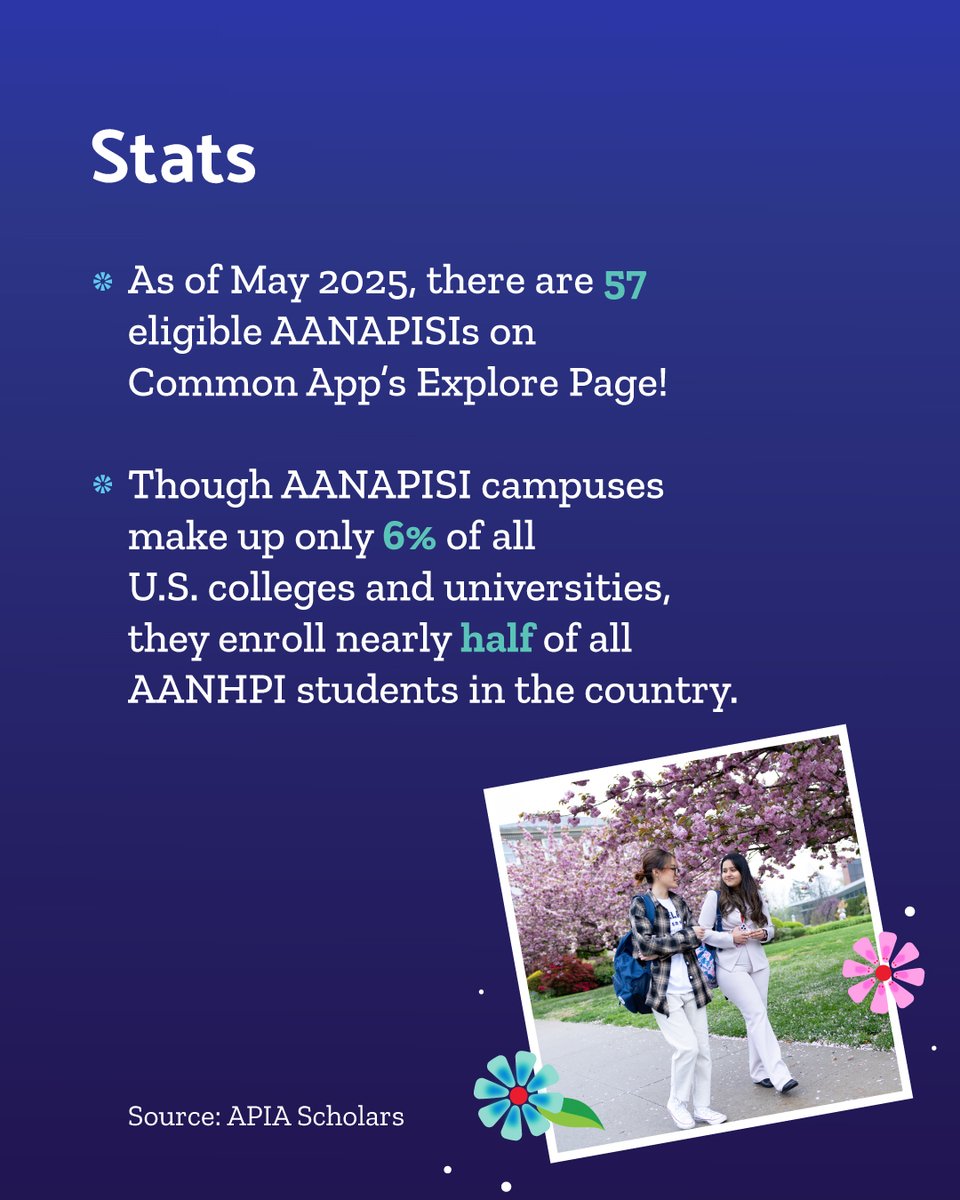 Reach Higher (@reachhigher) on Twitter photo Tap to learn more about AANAPISIs 💡
Explore these schools on <a href="/CommonApp/">Common App</a> today! 🌟 #AAPIHeritageMonth #APAHM #AANAPISI #AsianAmericanPacificIslanderHeritageMonth Tap to learn more about AANAPISIs 💡
Explore these schools on <a href="/CommonApp/">Common App</a> today! 🌟 #AAPIHeritageMonth #APAHM #AANAPISI #AsianAmericanPacificIslanderHeritageMonth