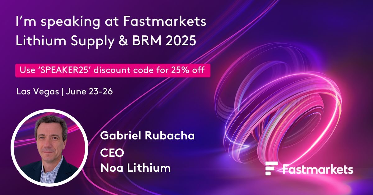 NOAlithium's tweet image. Our NOA Lithium CEO, Gabriel Rubacha, is delighted to be speaking at the @Fastmarkets 𝐋𝐢𝐭𝐡𝐢𝐮𝐦 𝐒𝐮𝐩𝐩𝐥𝐲 𝐚𝐧𝐝 𝐁𝐚𝐭𝐭𝐞𝐫𝐲 𝐑𝐚𝐰 𝐌𝐚𝐭𝐞𝐫𝐢𝐚𝐥𝐬 Conference 2025. We look forward to meeting everyone in 𝐋𝐚𝐬 𝐕𝐞𝐠𝐚𝐬 𝐟𝐫𝐨𝐦 𝐉𝐮𝐧𝐞 𝟐𝟑 𝐭𝐨 𝟐𝟔.
If…
