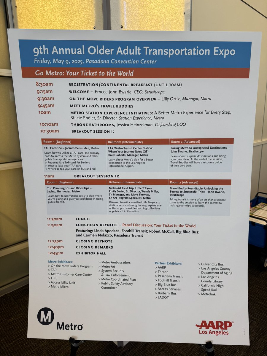 LuisAdvocates's tweet photo. Good morning LA! What better way to celebrate Older Americans Month than with @metrolosangeles’s Older Adult Transportation Expo. @AARPCA volunteers & staff are here to discuss our local work, transportation advocacy and events. #AgeFriendlyLA https://t.co/bfKcqc38P4