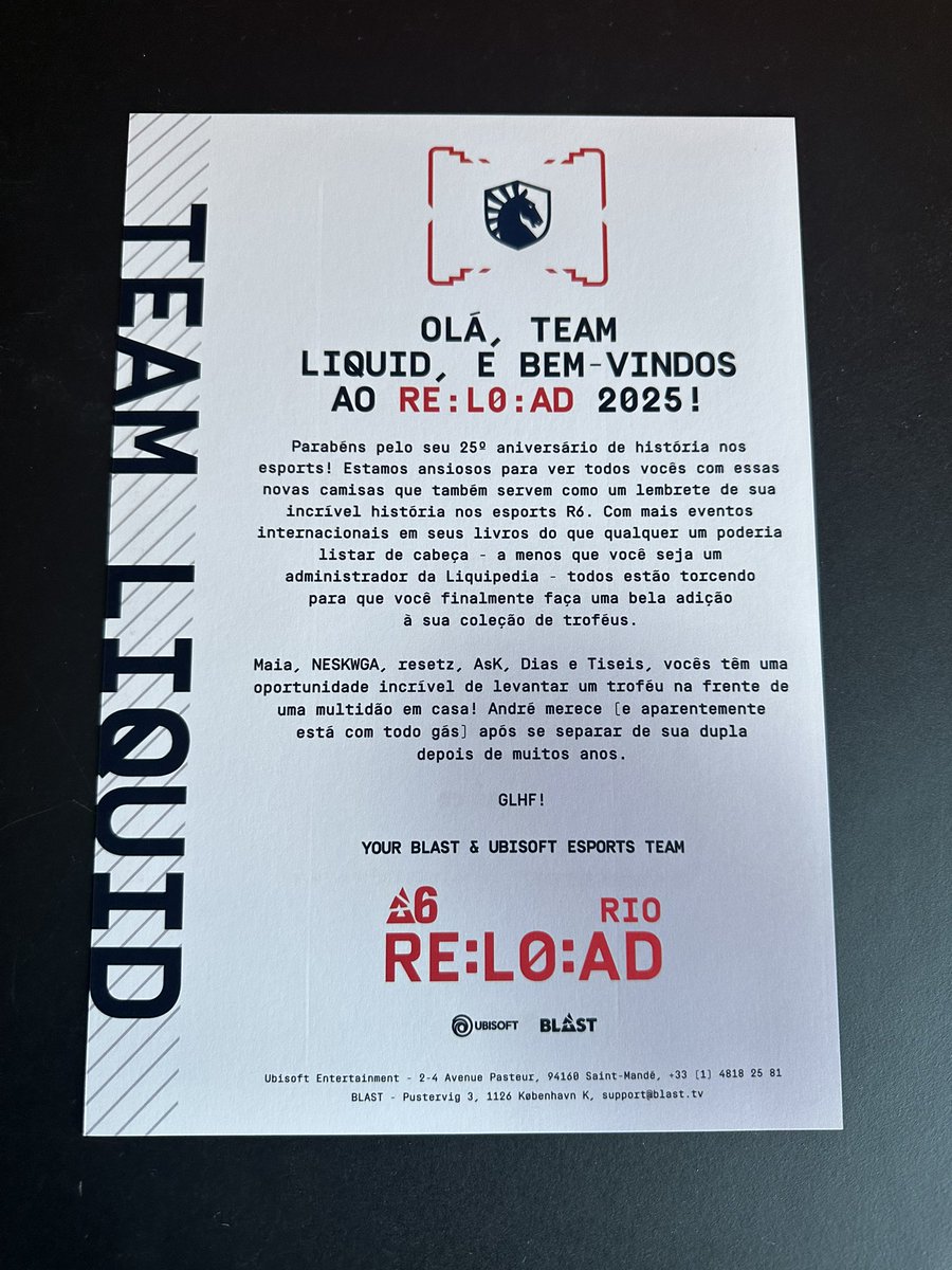 Amanhã 18h é a nossa estreia vs Team Secret, conto com a torcida de todos!
#LetsGoLiquid