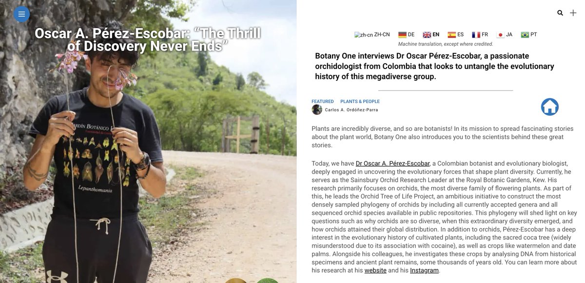 V happy to share this cool interview with BotanyOne! We talked about my journey into botany, the wonders of #orchids, the sacred #coca tree, &amp; why fieldwork still feels like a treasure hunt! Wondering why orchids &amp; coca keep me up at night? Give it a read!
botany.one/2025/05/oscar-…