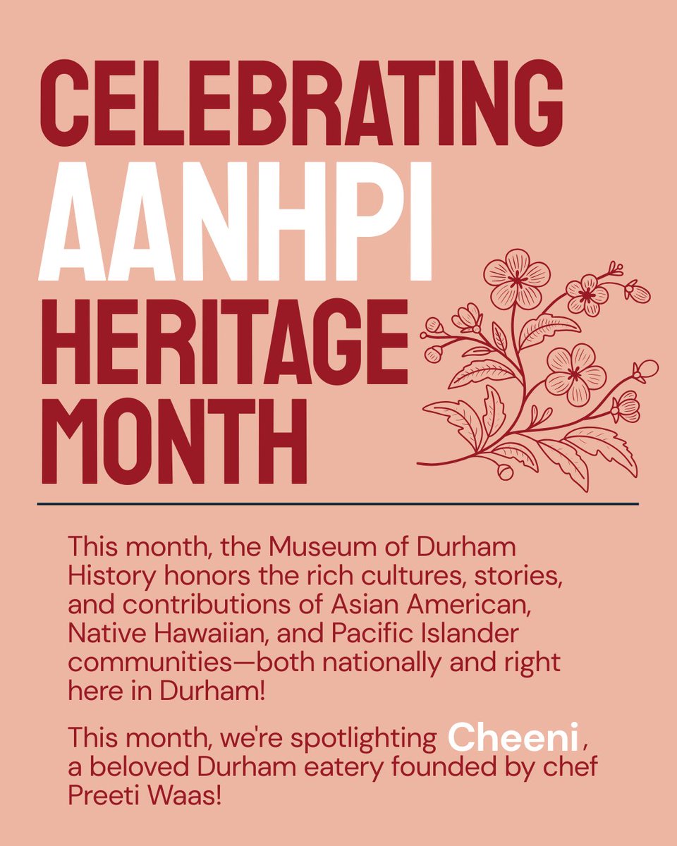 Museum of Durham History (@durhamhistory) on Twitter photo ๐ May is Asian American, Native Hawaiian, and Pacific Islander (AANHPI) Heritage Month! ๐ This week, weโre shining a spotlight on Cheeni, founded by chef and entrepreneur Preeti Waas! Learn more in this PBS feature: loom.ly/fkgmkFE
#durhamnc #local #aanhpiheritage ๐ May is Asian American, Native Hawaiian, and Pacific Islander (AANHPI) Heritage Month! ๐ This week, weโre shining a spotlight on Cheeni, founded by chef and entrepreneur Preeti Waas! Learn more in this PBS feature: loom.ly/fkgmkFE
#durhamnc #local #aanhpiheritage