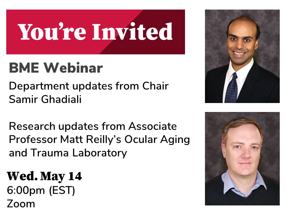 OhioStateBME (@ohiostatebme) on Twitter photo Don't forget to register for this BME webinar with Department Chair Samir Ghadiali and Associate Professor Matt Reilly <a href="/OatlOhio/">OATLOhioState</a>
Learn about Reilly's current research in ocular degeneration including vision loss due to aging, head trauma, and spaceflight
go.osu.edu/C5Gv Don't forget to register for this BME webinar with Department Chair Samir Ghadiali and Associate Professor Matt Reilly <a href="/OatlOhio/">OATLOhioState</a>
Learn about Reilly's current research in ocular degeneration including vision loss due to aging, head trauma, and spaceflight
go.osu.edu/C5Gv