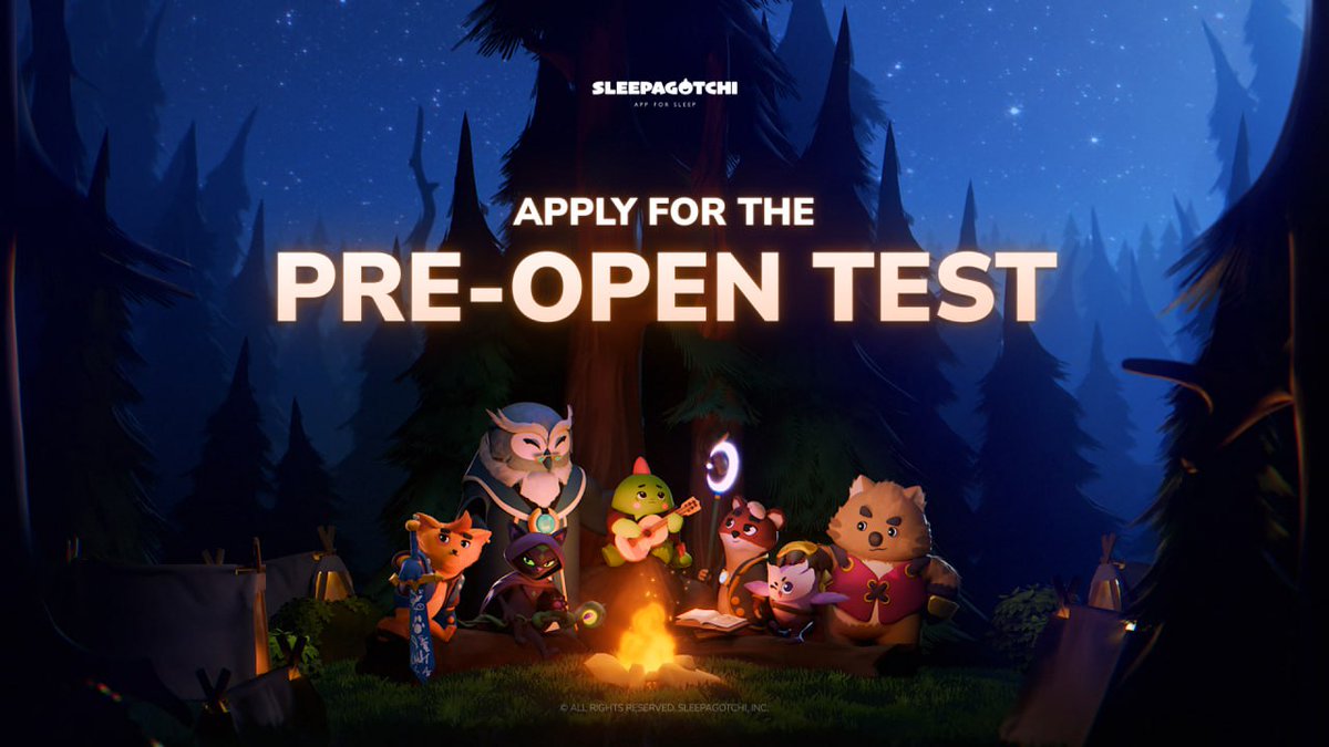 Gm Sleepers! 😴

Be Among the First to Try Our New Game!
Join the Sleepagotchi Pre-Open Test! 🎮

We’re giving 50 participants the chance to experience Sleepagotchi ahead of its official release.

🌙 How to Join:
- Fill out the application form: forms.gle/w8SENvbBTNc4KU…
- Our team