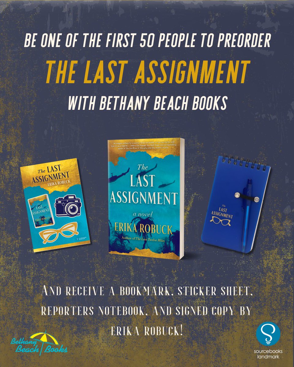 Erika Robuck (@erikarobuck) on Twitter photo ⛱ My pre-order campaign with <a href="/BethanyBooks/">Bethany Beach Books</a> for THE LAST ASSIGNMENT is in full swing. The first 50 people to pre-order from BBB will receive a signed copy of the book, a bookmark, a reporters notebook, and a sticker sheet!
bit.ly/42BbG2A ⛱ My pre-order campaign with <a href="/BethanyBooks/">Bethany Beach Books</a> for THE LAST ASSIGNMENT is in full swing. The first 50 people to pre-order from BBB will receive a signed copy of the book, a bookmark, a reporters notebook, and a sticker sheet!
bit.ly/42BbG2A