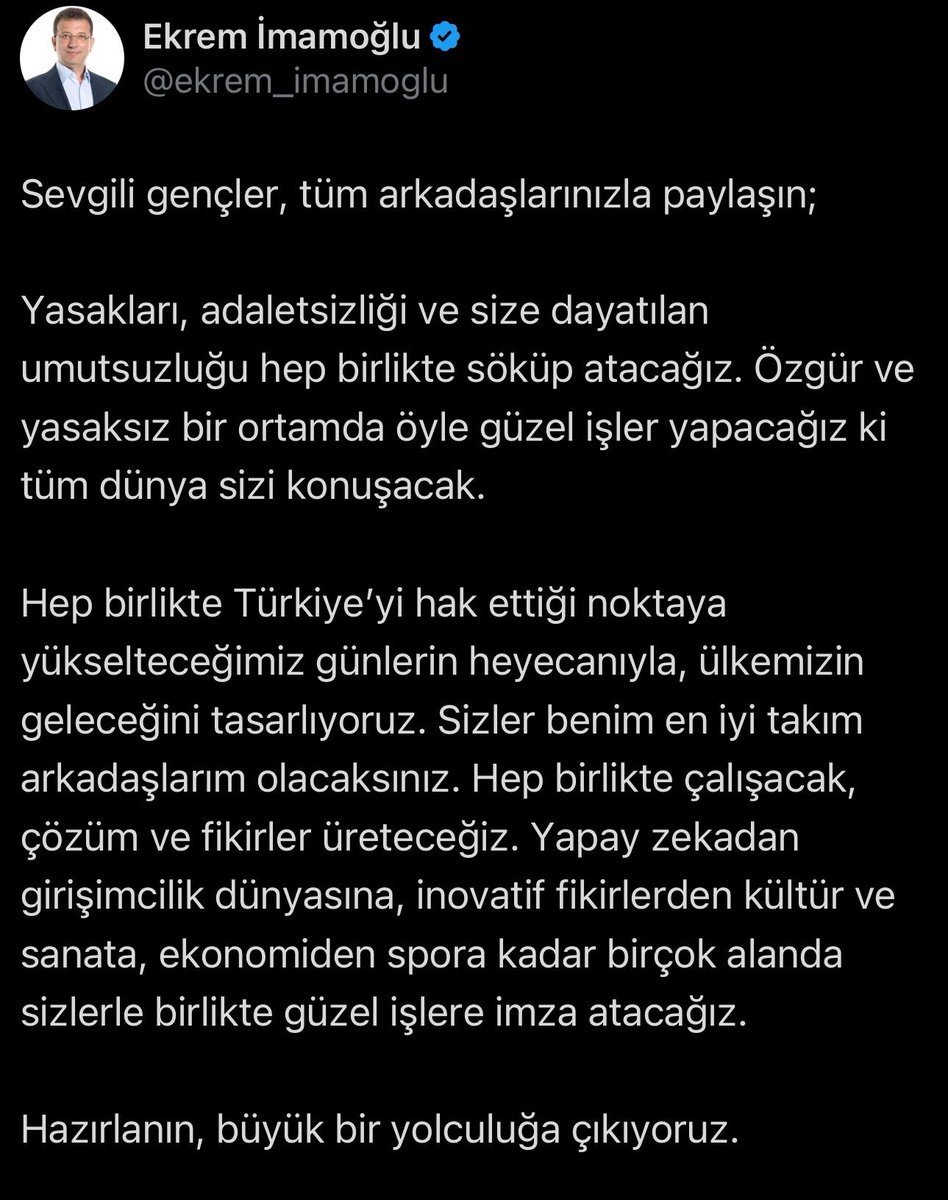 #İmamoğluHerYerde
Gençler gelin Başkandan size mesaj var.