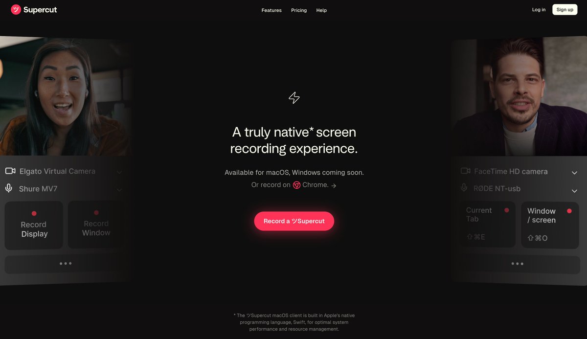 I recently discovered a native MacOS Loom alternative that's 3X faster, and it works great.

After testing a few screen recorders, <a href="/supercut_video/">ツSupercut</a> stood out for its speed and simplicity.

Instant sharing, CTAs, AI features, branding, etc.

🧵 8 features that I really like: