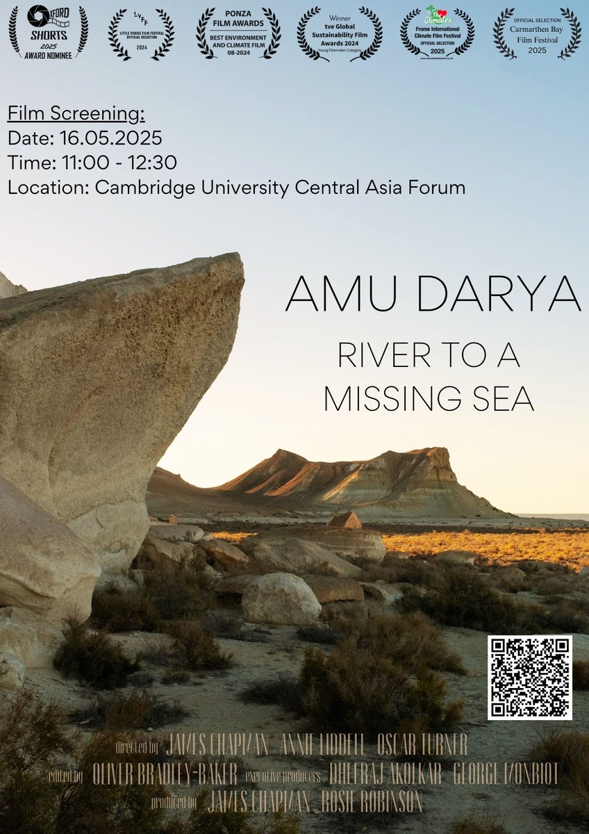 <a href="/CCAForum/">CCAF</a> invites you to a Talk on and Film Screening of #Amu Darya: River to a Missing #Sea
 Speaker &amp; Director: James Chapman 16 May 11am (UK)
Room S2, Alison Richard Building Online Reg cam-ac-uk.zoom.us/meeting/regist…