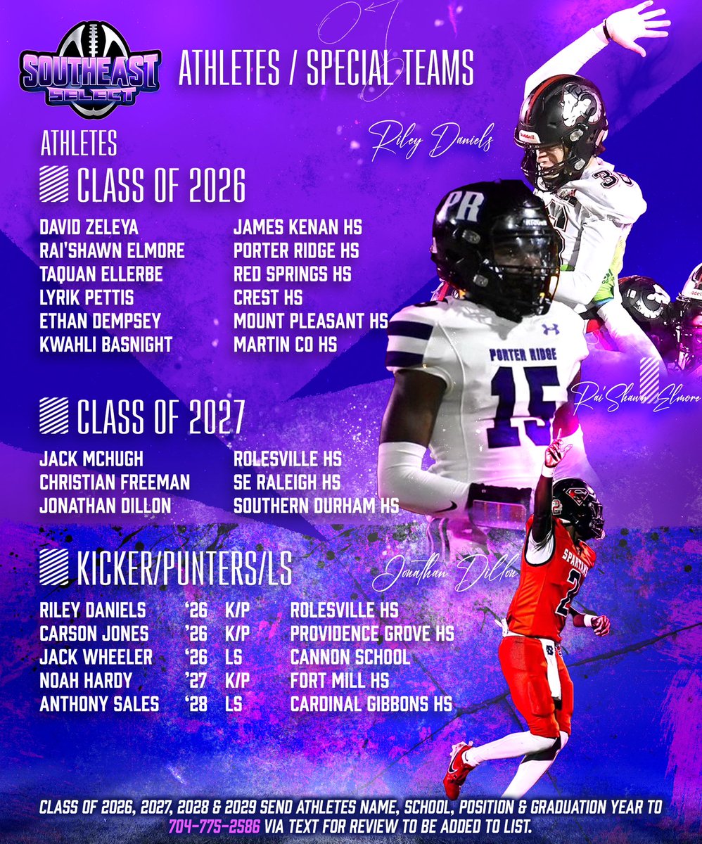 CFSRecruitment's tweet image. Speed, versatility, and game-changing plays — the Athletes & Special Teams Southeast Select Watchlist is here. These names are electric every snap. #SESelectWatchlist #GameChangers