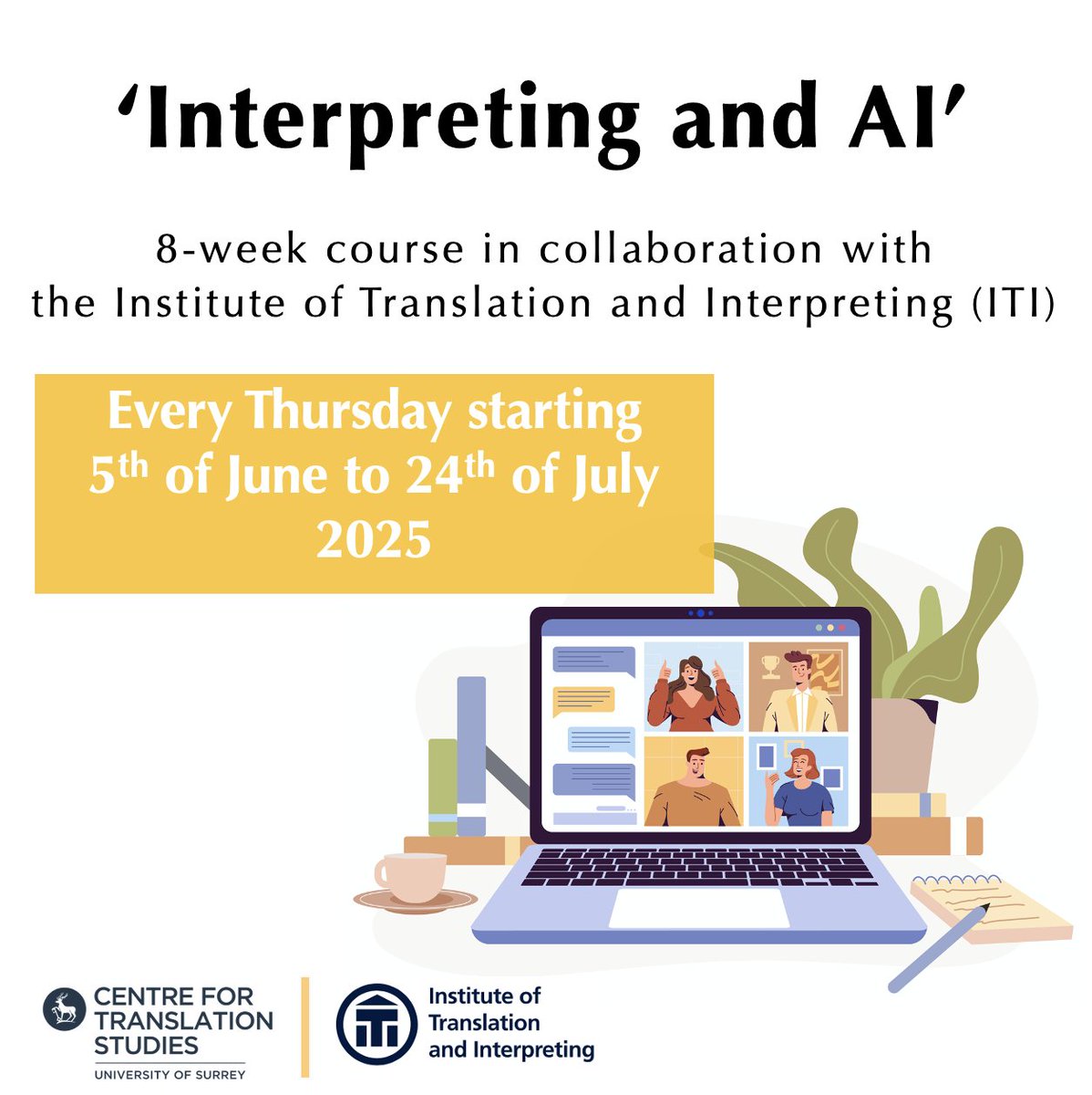Any plans this summer? 🤩
Following our successful #EmpASR project, we are launching our own 'Interpreting and AI' 8-week course in collaboration with the Institute of Translation and Interpreting 🥳 
See iti.org.uk/training/event… to learn more and register.