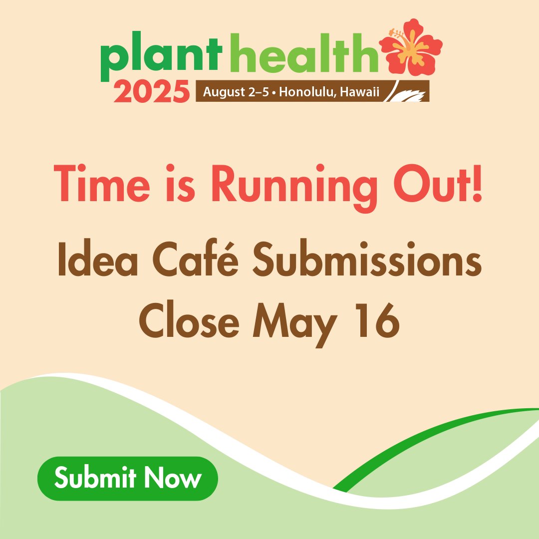 It’s the final days to submit your topics! #IdeaCafes are where great conversations begin. Have a concept that could spark debate, inspire new research, or bring together unique perspectives? 

 Submit by May 16: bit.ly/4jCvGHY

#PlantHealth2025