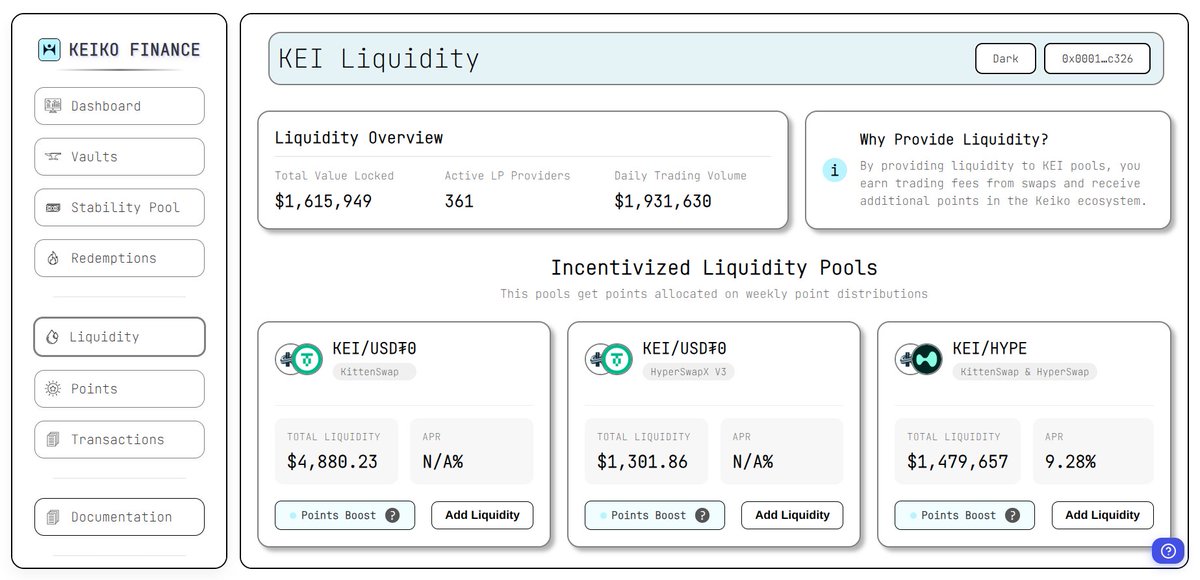 𝗜𝗻𝘁𝗿𝗼𝗱𝘂𝗰𝗶𝗻𝗴 𝗞𝗘𝗜/𝗨𝗦𝗗𝗧𝟬 𝗣𝗼𝗼𝗹𝘀

The KEI/USD₮0 pools on <a href="/KittenswapHype/">Kittenswap (🐱,🐱)</a> and <a href="/HyperSwapX/">HyperSwap</a> are now live thanks to <a href="/USDT0_to/">USDT0</a>! These two pools are incentivized with 3x Keiko weekly points ✨