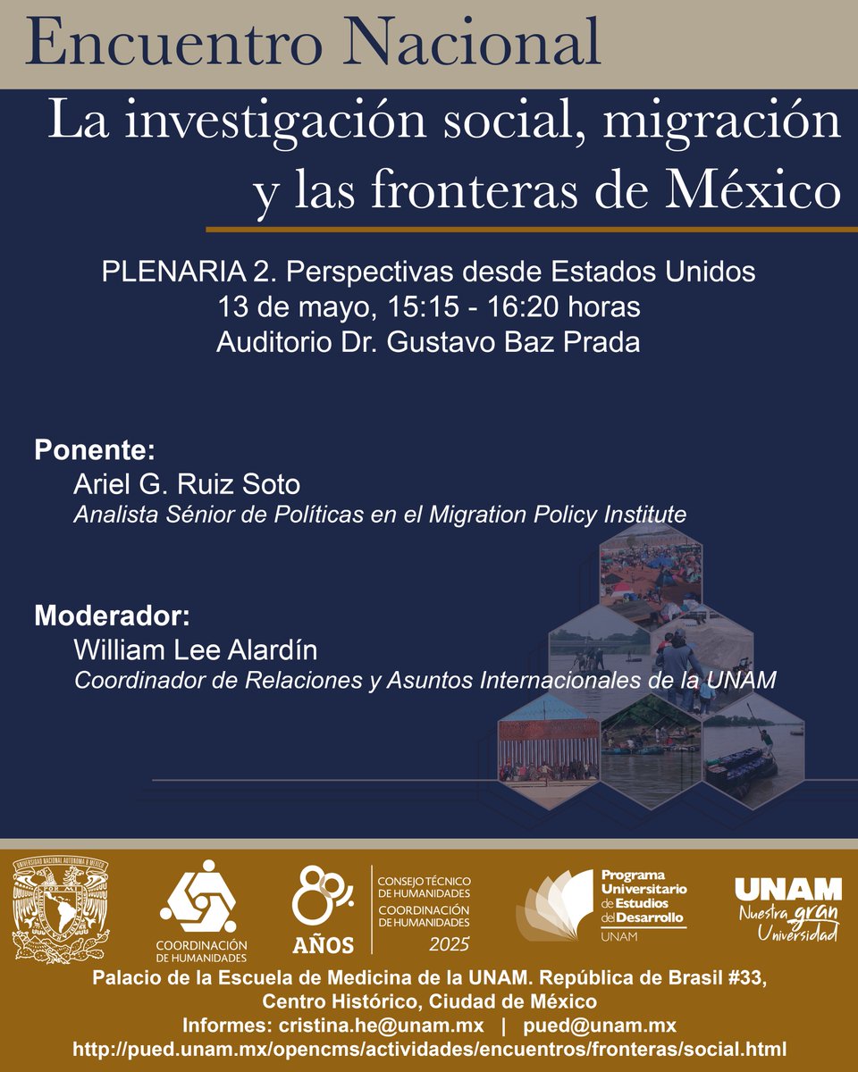 PUED-UNAM (@puedunam) on Twitter photo Asiste a la Plenaria 2 de nuestro #EncuentroNacional. Participan William Lee Alardín y <a href="/ruizags/">Ariel Ruiz</a> de <a href="/MigrationPolicy/">MigrationPolicy Inst</a> con el tema “Perspectivas desde Estados Unidos”.
📅13 de mayo
⏰15:15 h
📍 <a href="/palaciomedicina/">Palacio de Medicina</a> Asiste a la Plenaria 2 de nuestro #EncuentroNacional. Participan William Lee Alardín y <a href="/ruizags/">Ariel Ruiz</a> de <a href="/MigrationPolicy/">MigrationPolicy Inst</a> con el tema “Perspectivas desde Estados Unidos”.
📅13 de mayo
⏰15:15 h
📍 <a href="/palaciomedicina/">Palacio de Medicina</a>