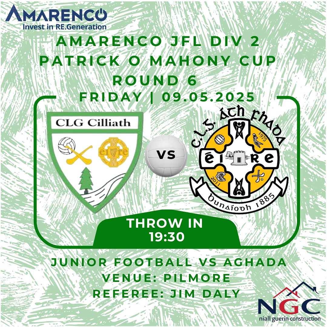 Killeagh GAA (@killeaghgaa) on Twitter photo Our footballers are out tonight in the 6th round of Football league vs <a href="/AghadaGAA/">Aghada GAA, Camogie & Ladies Football Club</a> . Throw in at 7:30pm in Pilmore. 🟩⬜️ Our footballers are out tonight in the 6th round of Football league vs <a href="/AghadaGAA/">Aghada GAA, Camogie & Ladies Football Club</a> . Throw in at 7:30pm in Pilmore. 🟩⬜️