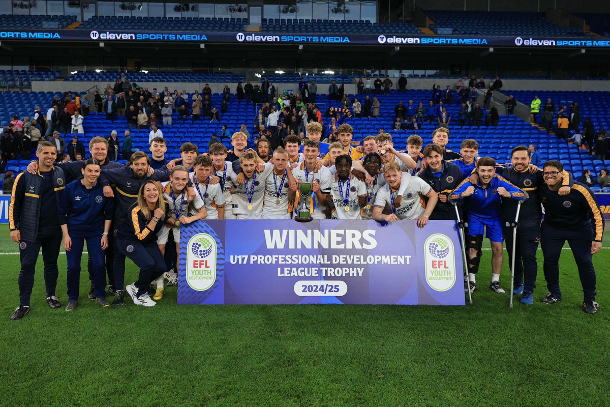 So proud of <a href="/BillyClark721/">Billy</a> in his 1st year as Academy Lead Strength &amp; Conditioning Coach <a href="/shrewsacademy/">Shrewsbury Town Academy</a> he was part of the staff that helped his u17s beat Cardiff to win Professional Development Cup. 🏆