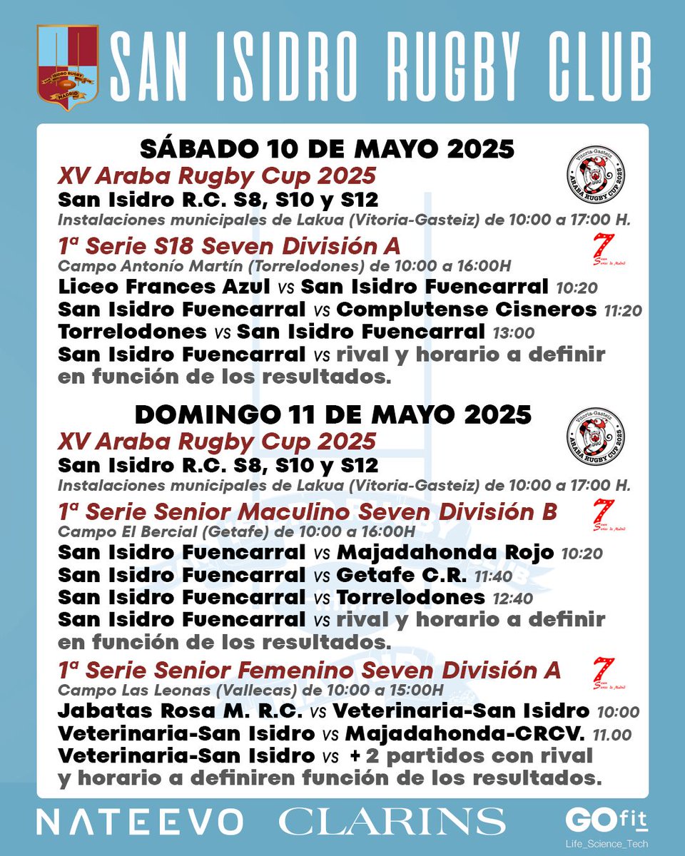 San Isidro Rugby (@sanisidrorugby) on Twitter photo Programación del fin de semana
#sanisidhb #vasanisiva #sangreycielo #fuencarralrugby #fuencarral #tresolivos #Sanchinarro #lastablas #montecarmelo #barriodelpilar #MIRASIERRA
<a href="/nateevo_digital/">Nateevo</a> <a href="/GOfit_es/">GO fit</a> <a href="/Nebrija/">Universidad Nebrija</a> <a href="/Bitpromagro/">Bitprom</a> <a href="/RugbyMadrid/">Federación de Rugby de Madrid</a> <a href="/JMDFuencarral/">JMD Fuencarral</a> <a href="/ferugby/">España Rugby</a> Programación del fin de semana
#sanisidhb #vasanisiva #sangreycielo #fuencarralrugby #fuencarral #tresolivos #Sanchinarro #lastablas #montecarmelo #barriodelpilar #MIRASIERRA
<a href="/nateevo_digital/">Nateevo</a> <a href="/GOfit_es/">GO fit</a> <a href="/Nebrija/">Universidad Nebrija</a> <a href="/Bitpromagro/">Bitprom</a> <a href="/RugbyMadrid/">Federación de Rugby de Madrid</a> <a href="/JMDFuencarral/">JMD Fuencarral</a> <a href="/ferugby/">España Rugby</a>