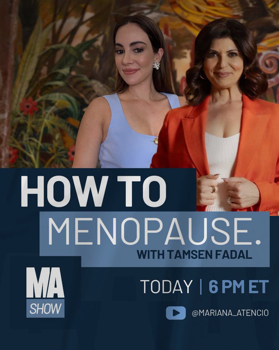 Mariana Atencio (@marianaatencio) on Twitter photo We’re going LIVE today at 6 PM ET on The Mariana Atencio Show!
Breaking the silence on menopause with Emmy-winning <a href="/tamsenfadal/">Tamsen Fadal TV</a> — it’s time to own your voice, your health, and your next chapter.
Subscribe now: linktw.in/uPIOGR
#TheMarianaAtencioShow #HowToMenopause We’re going LIVE today at 6 PM ET on The Mariana Atencio Show!
Breaking the silence on menopause with Emmy-winning <a href="/tamsenfadal/">Tamsen Fadal TV</a> — it’s time to own your voice, your health, and your next chapter.
Subscribe now: linktw.in/uPIOGR
#TheMarianaAtencioShow #HowToMenopause