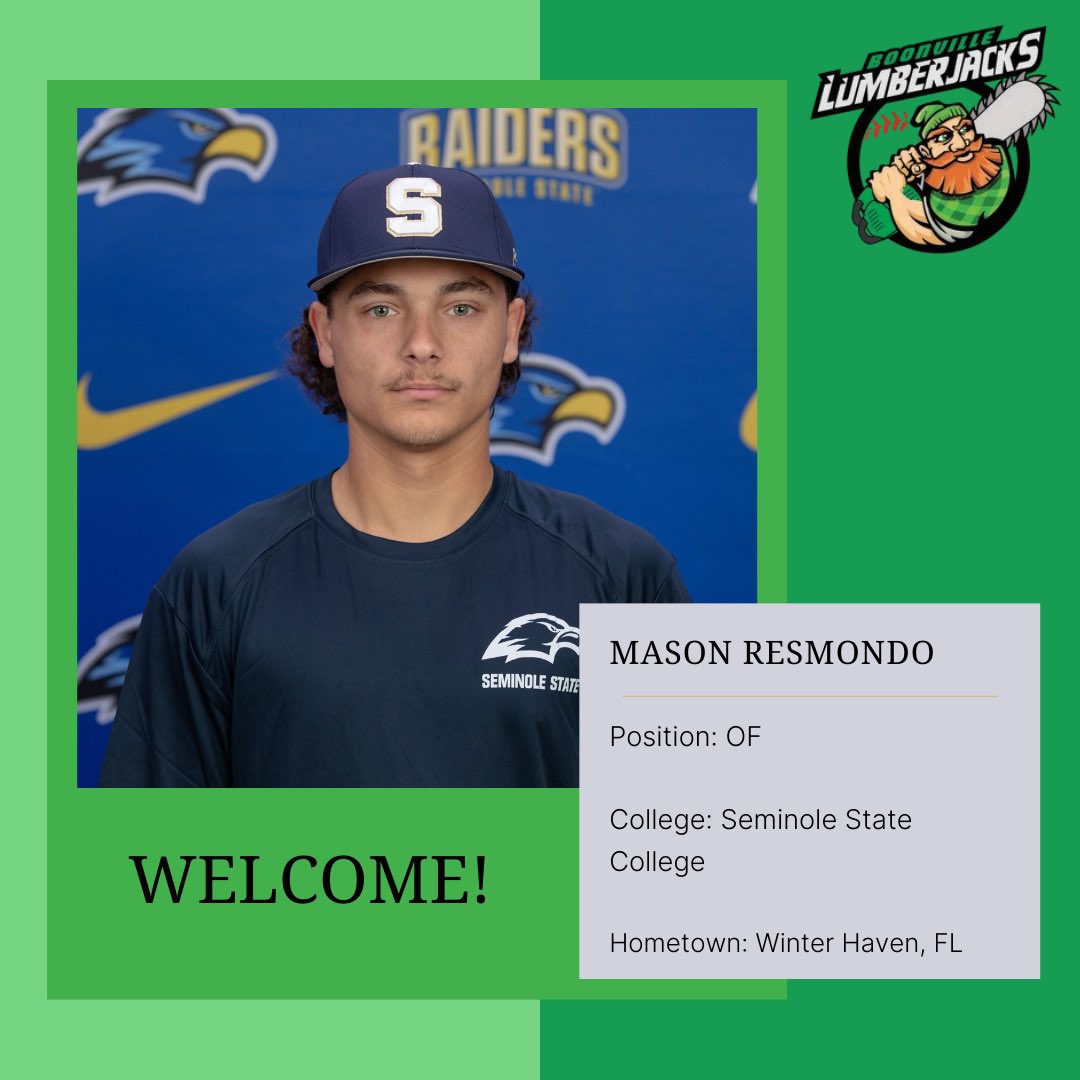 Mason Resmondo is an outfielder joining us from Seminole State College. Please join us in welcoming Mason to the Lumberjacks family!