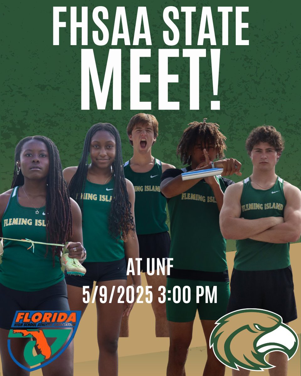 State Meet Day!!! Track &amp; Field competes in the <a href="/fhsaa/">FHSAA</a> 3A State Championships today at the University of North Florida! Good luck to all of our boys and girls who qualified to compete! Bring it home!! #SoarHigher