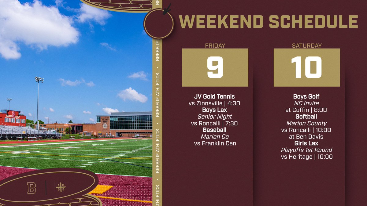 Exciting weekend ahead with boys lax Senior Night, baseball and softball starting Marion County Tourneys, and girls lax hosting opening round of their playoffs!  

Check some schedule highlights here

#GoBraves