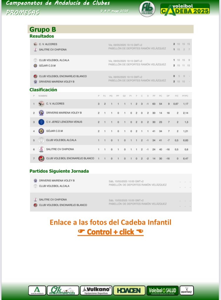 FAVB (@favb_) on Twitter photo ‼️PROMESAS 2025 ‼️
⭕️ Campeonato de Andalucia Promesas
⭕️ Open Promesas
🏐
<a href="/DeporteAND/">Andalucía es Deporte</a>
<a href="/TodovoleySpain/">Todovoley</a>
<a href="/SuperVoleySpain/">SuperVoley Spain</a> ‼️PROMESAS 2025 ‼️
⭕️ Campeonato de Andalucia Promesas
⭕️ Open Promesas
🏐
<a href="/DeporteAND/">Andalucía es Deporte</a>
<a href="/TodovoleySpain/">Todovoley</a>
<a href="/SuperVoleySpain/">SuperVoley Spain</a>