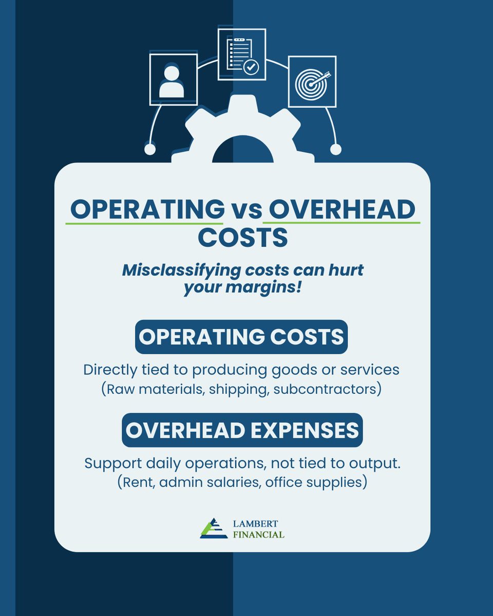 lambertfinances's tweet image. Blurring the lines between operating and overhead costs? That could be skewing your pricing and budgeting. Learn the difference—your profit margins will thank you.

#OverheadVsOperating #ProfitabilityTips #CostBreakdown #SmartFinance #LambertFinancial #BusinessExpenses