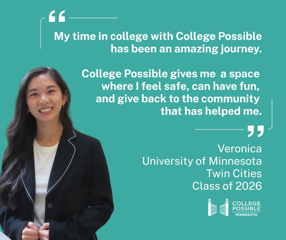 College Possible MN (@collpossiblemn) on Twitter photo “<a href="/CollegePossible/">College Possible</a> gives me a space where I feel safe, can have fun, and give back to the community that has helped me.” Read Veronica’s story of self-empowerment: collegepossible.org/news/the-power… “<a href="/CollegePossible/">College Possible</a> gives me a space where I feel safe, can have fun, and give back to the community that has helped me.” Read Veronica’s story of self-empowerment: collegepossible.org/news/the-power…