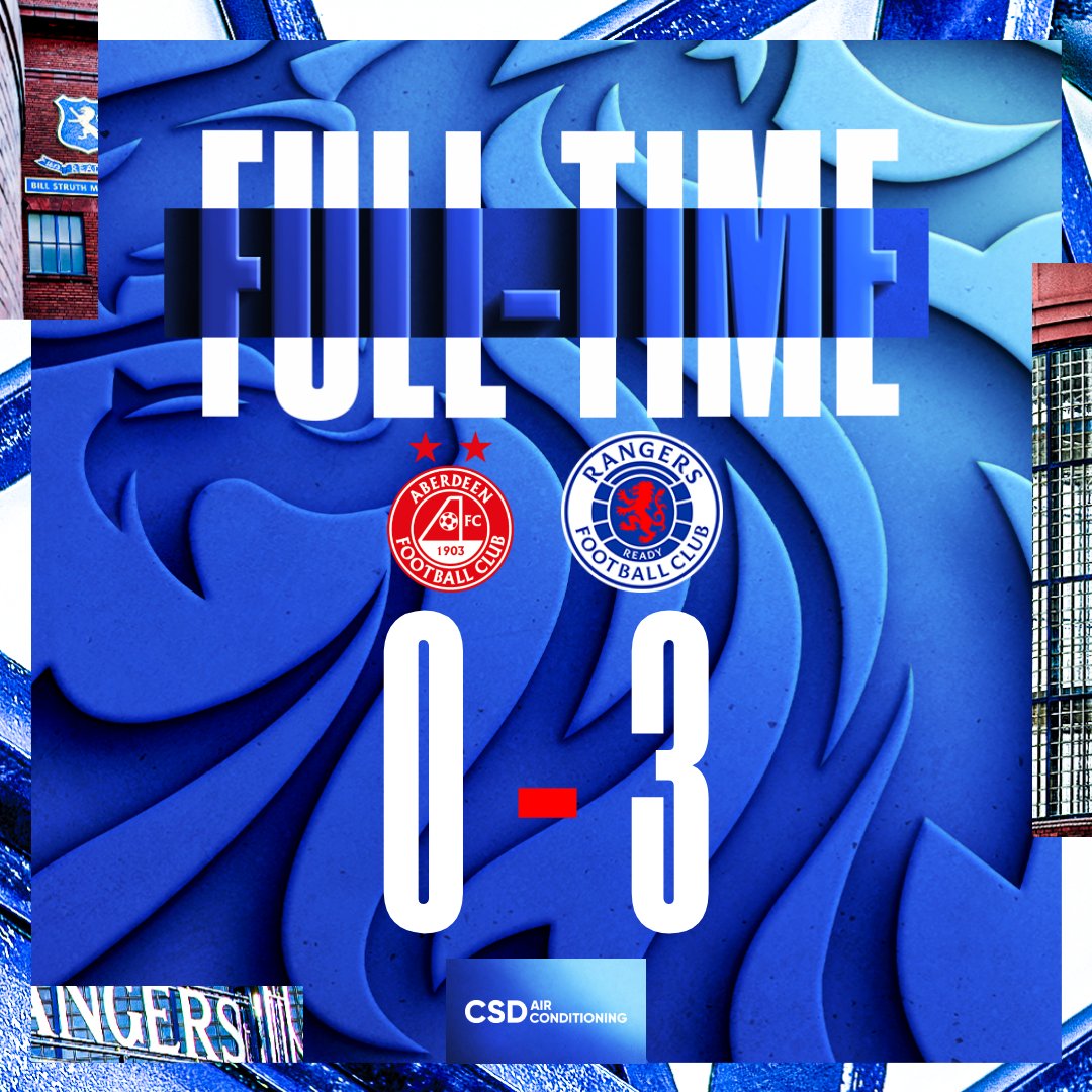 Full-Time | Aberdeen 0 - 3 Rangers 

👊 Goals from Alex Smith, Cormac Christie and Josh Gentles