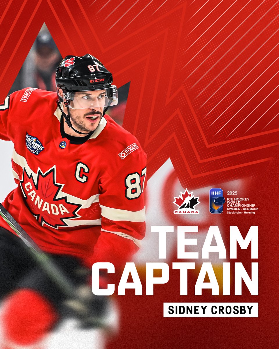 Pittsburgh Penguins (@penguins) on Twitter photo Was there ever a doubt? 🇨🇦
Sidney Crosby has been named captain of <a href="/HockeyCanada/">Hockey Canada</a> at #MensWorlds! Was there ever a doubt? 🇨🇦
Sidney Crosby has been named captain of <a href="/HockeyCanada/">Hockey Canada</a> at #MensWorlds!