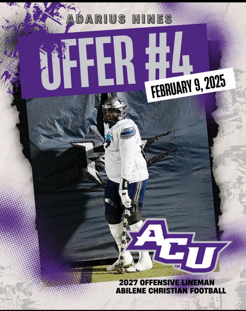 Adarius Hines (@hines_adarius) on Twitter photo After a great conversation with @Coach_Keane, I am blessed to receive my 4th D1 offer from Abilene Christian University!
<a href="/TalyaHines31/">Talya Hines</a> <a href="/keithhines61/">Keith Hines</a> <a href="/CoachDPearce/">Coach Doug Pearce</a> <a href="/coach_t66/">Jeff Travillion II</a> <a href="/CoachCastillo77/">Jaymes Castillo</a> <a href="/coachneelley/">DJ Neelley</a> <a href="/Storm24Tx/">Storm Woods</a> <a href="/thecoachwade/">Toraric Wade</a> <a href="/hackattack_10/">Hack Attack</a> <a href="/CoachNoon45/">Peter Noonan</a> <a href="/CoachTorres60/">Favian Torres</a> After a great conversation with @Coach_Keane, I am blessed to receive my 4th D1 offer from Abilene Christian University!
<a href="/TalyaHines31/">Talya Hines</a> <a href="/keithhines61/">Keith Hines</a> <a href="/CoachDPearce/">Coach Doug Pearce</a> <a href="/coach_t66/">Jeff Travillion II</a> <a href="/CoachCastillo77/">Jaymes Castillo</a> <a href="/coachneelley/">DJ Neelley</a> <a href="/Storm24Tx/">Storm Woods</a> <a href="/thecoachwade/">Toraric Wade</a> <a href="/hackattack_10/">Hack Attack</a> <a href="/CoachNoon45/">Peter Noonan</a> <a href="/CoachTorres60/">Favian Torres</a>