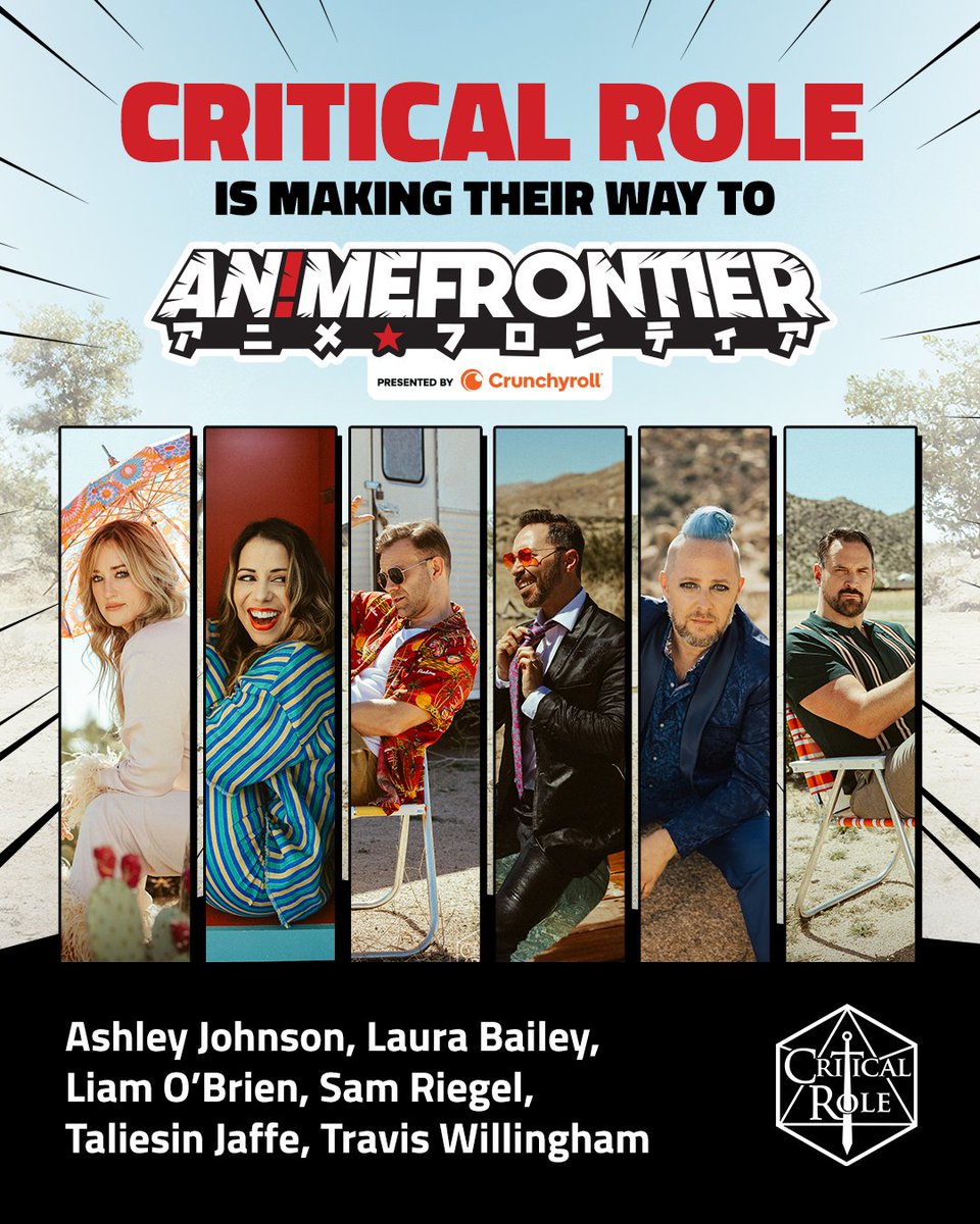 🤠 GUEST ANNOUNCEMENT 🤠

Get Ready Critters! Ashley Johnson, Laura Bailey, Liam O’Brien, Sam Riegel, Taliesin Jaffe, &amp; Travis Willingham  are making their way to #AnimeFrontier2025!

🎟️ DON'T MISS OUT! GRAB YOUR BADGE TODAY! animefrontier.com/badges