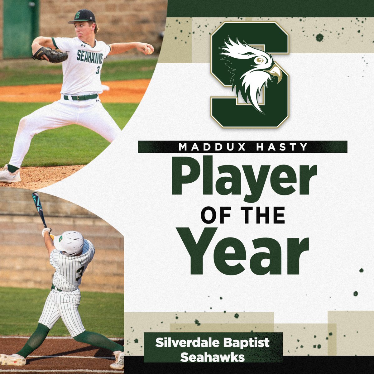 Congratulations to sophomore, Maddux Hasty, who was named the District Player of the Year! 

Maddux lives our standards out on a daily basis. He never takes a day off. The sky is the limit for him. 
#Green&amp;Bold
