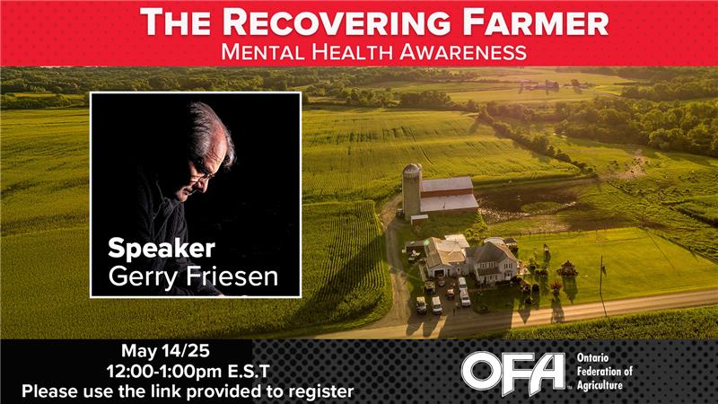🚨This #mentalhealthweek, mark your calendars to attend next week's virtual lunch and learn session with Gerry Friesen, co-founder and Chief Administrative Officer of Manitoba Farmers Wellness and author of the Recovering Farmer.

Register at the link👇:
us02web.zoom.us/meeting/regist…