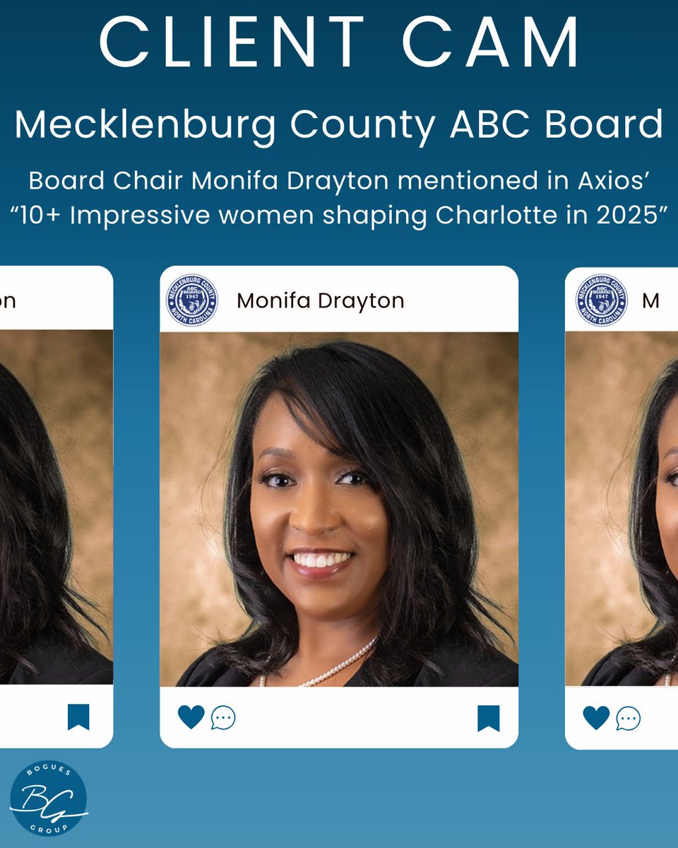 Congrats to Monifa Drayton, Board Chair of Mecklenburg County ABC Board, for being featured in Axios' “10+ Impressive Women Shaping Charlotte in 2025"! 🌟 Your leadership is shaping Charlotte's future.

#MonifaDrayton #WomenInLeadership #Charlotte2025 #News