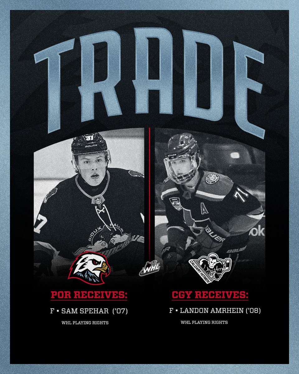 TRADE ALERT! 🚨 

The Winterhawks have acquired the rights to Sam Spehar (F - ’07) from Chaska, MN in exchange for prospect Landon Amrhein (F - ’08). 

Welcome to Portland, Sam!

READ MORE » pdxhwk.us/SamSpeharAcqui…