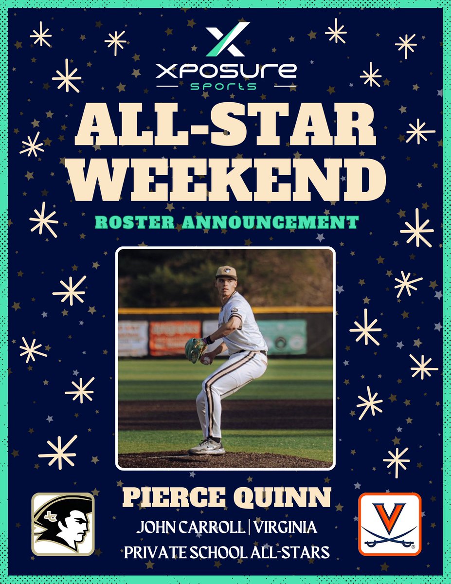 Xposure Sports (@xposure_sports) on Twitter photo ⭐️⚾️𝟐𝟎𝟐𝟓 𝐀𝐋𝐋-𝐒𝐓𝐀𝐑 𝐖𝐄𝐄𝐊𝐄𝐍𝐃⚾️⭐️
🚨 𝑹𝑶𝑺𝑻𝑬𝑹 𝑨𝑵𝑵𝑶𝑼𝑵𝑪𝑬𝑴𝑬𝑵𝑻 🚨
We would like to welcome 𝑷𝒊𝒆𝒓𝒄𝒆 𝑸𝒖𝒊𝒏𝒏 from John Carroll to this year's All-Star Weekend! 👊
📅 𝗠𝗮𝘆 𝟯𝟭𝘀𝘁 - 𝗝𝘂𝗻𝗲 𝟭𝘀𝘁
🏟️ 𝗛𝗮𝗿𝗳𝗼𝗿𝗱 𝗖𝗖
<a href="/XposureBSB/">Xposure Sports Baseball</a> | ⭐️⚾️𝟐𝟎𝟐𝟓 𝐀𝐋𝐋-𝐒𝐓𝐀𝐑 𝐖𝐄𝐄𝐊𝐄𝐍𝐃⚾️⭐️
🚨 𝑹𝑶𝑺𝑻𝑬𝑹 𝑨𝑵𝑵𝑶𝑼𝑵𝑪𝑬𝑴𝑬𝑵𝑻 🚨
We would like to welcome 𝑷𝒊𝒆𝒓𝒄𝒆 𝑸𝒖𝒊𝒏𝒏 from John Carroll to this year's All-Star Weekend! 👊
📅 𝗠𝗮𝘆 𝟯𝟭𝘀𝘁 - 𝗝𝘂𝗻𝗲 𝟭𝘀𝘁
🏟️ 𝗛𝗮𝗿𝗳𝗼𝗿𝗱 𝗖𝗖
<a href="/XposureBSB/">Xposure Sports Baseball</a> |