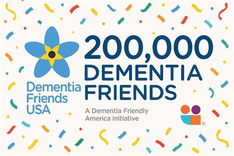 Dementia Friendly America (@dfamerica_) on Twitter photo We’ve reached over 200,000 #DementiaFriends! We couldn’t have done it without you. Keep spreading the word and encourage everyone you know to become a #DementiaFriend: ow.ly/3k3250VNbVn. We’ve reached over 200,000 #DementiaFriends! We couldn’t have done it without you. Keep spreading the word and encourage everyone you know to become a #DementiaFriend: ow.ly/3k3250VNbVn.