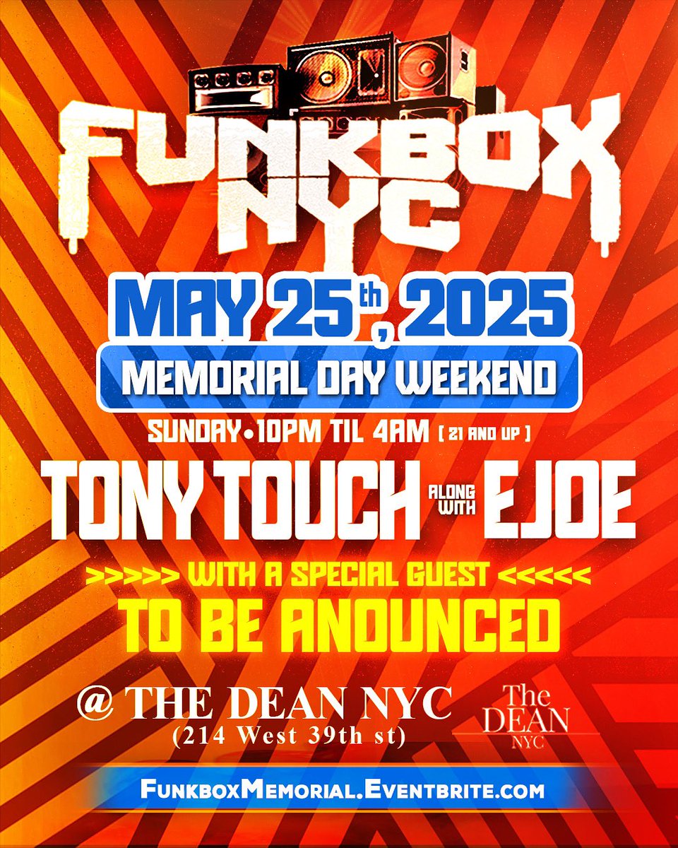 NYC Sunday March 25. Tickets at funkboxmemorial.eventbrite.com