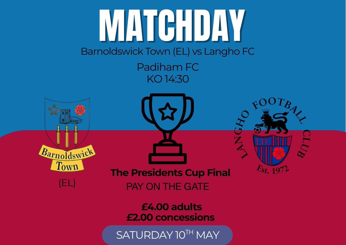 Tomorrow we host the 1st of our Cup Finals weekend as we welcome the East Lancs Football League Presidents Trophy Final. Please come and support local football. The weather looks glorious and try our new draught beers Guinness and Poretti!! Also, Pendleside is on tap as our guest